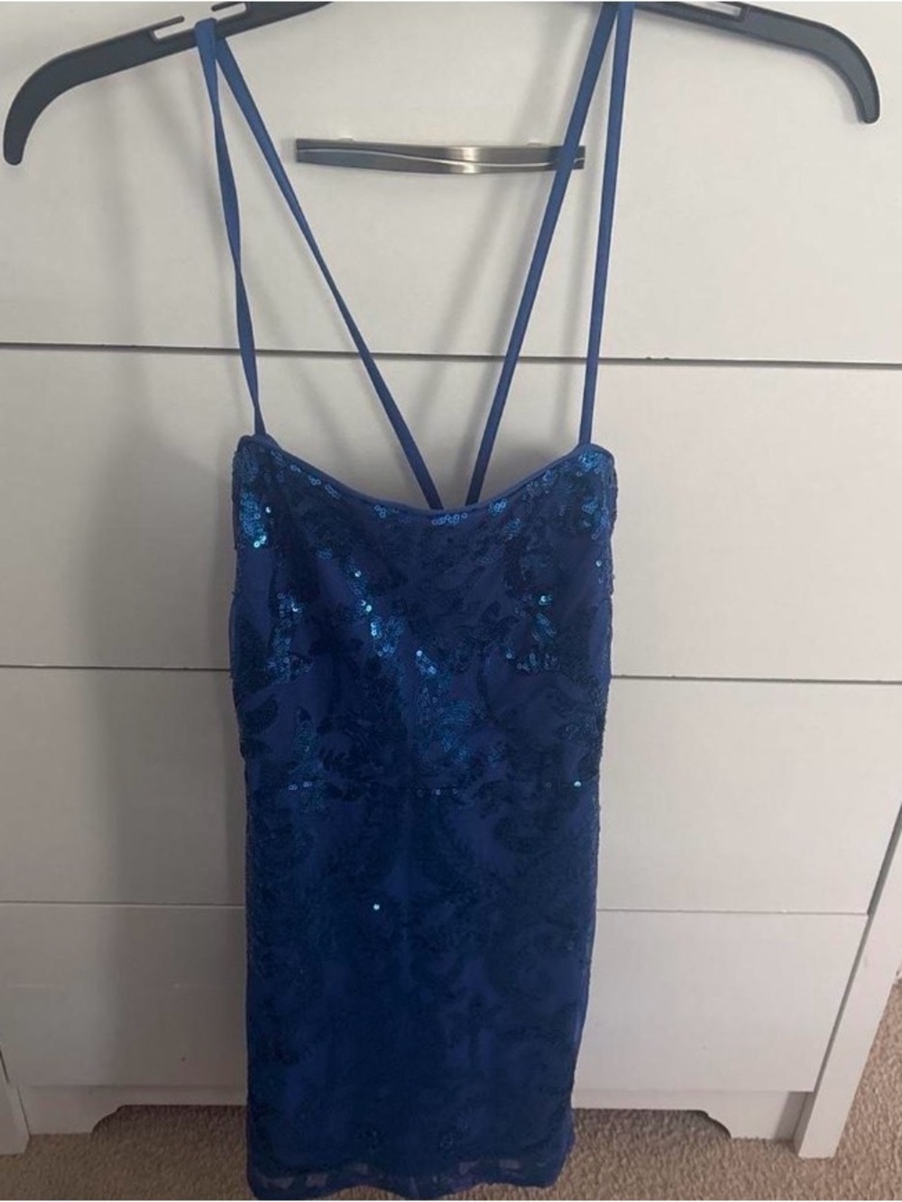 Royal Blue Sequin Mini Slip Dress